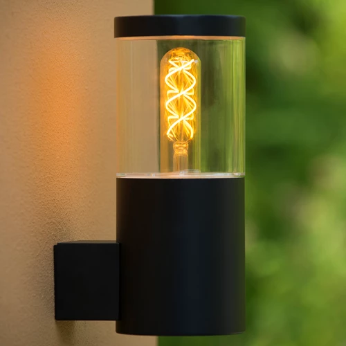 Lucide FEDOR - Wandlamp Binnen/Buiten - 1xE27 - IP44 - Zwart - sfeer 1